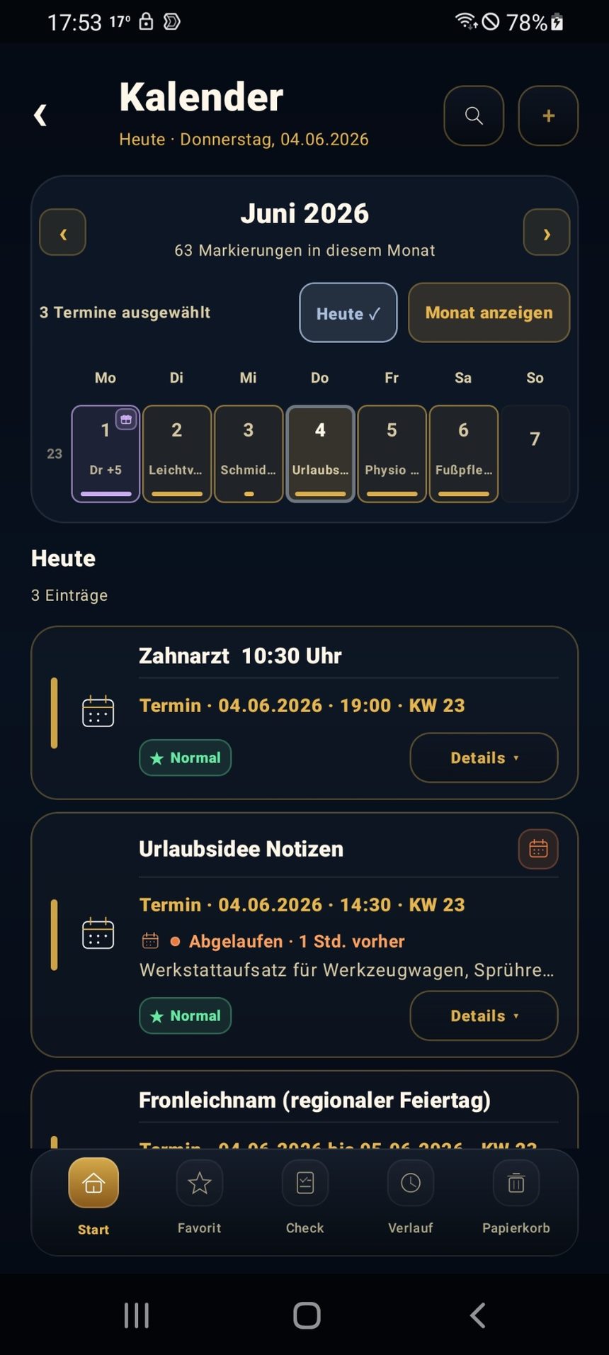 Web99 Pocket Kalender Kompaktansicht