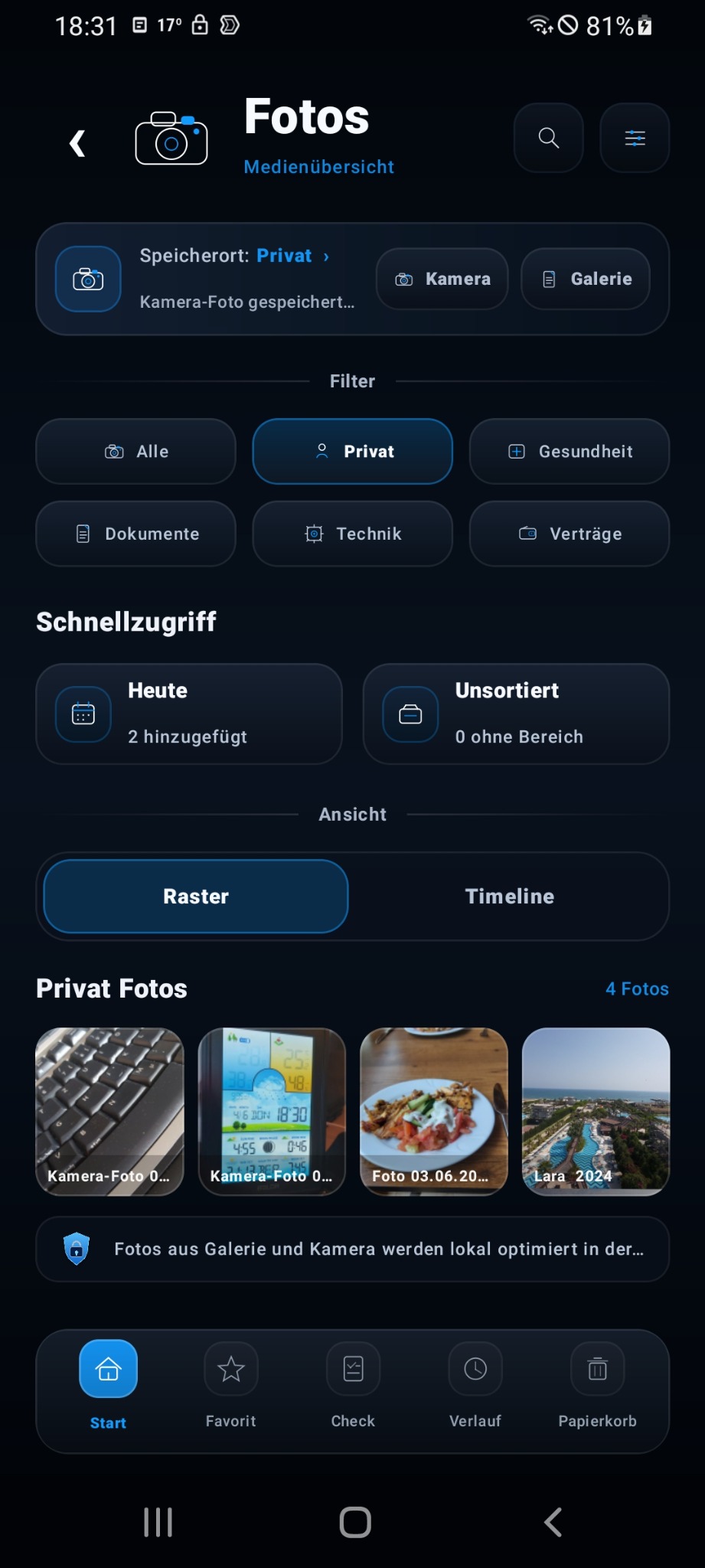 Web99 Pocket Fotos und Medienübersicht